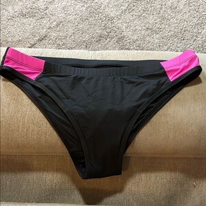 Women's Black Bikini Bottom with Pink Accent large